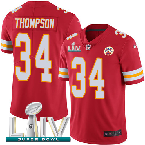 Kansas City Chiefs Nike #34 Darwin Thompson Red Super Bowl LIV 2020 Team Color Men Stitched NFL Vapor Untouchable Limited Jersey